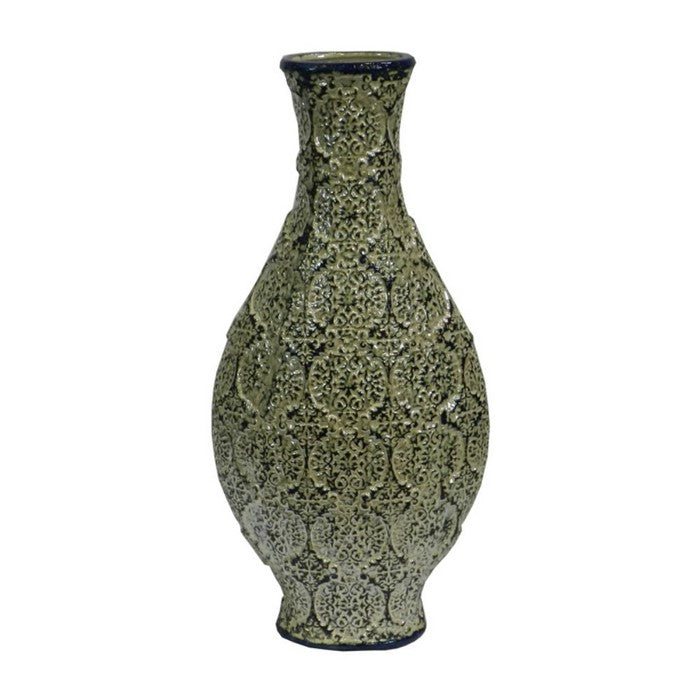 Elegant Green Ceramic Vase - Benzara