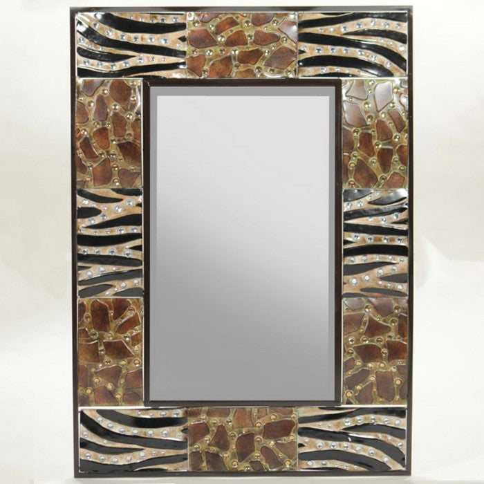 Appealing Animal Print Metal Mirror - Benzara