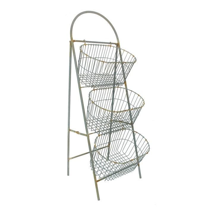 Unique Gray Color Basket With Three Tier Design
