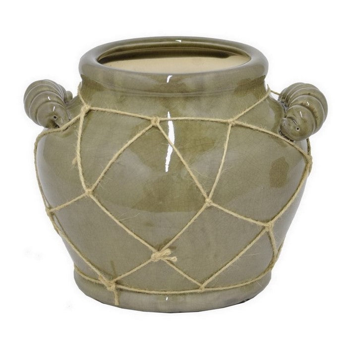 Benzara 8" Ceramic Flower Pot