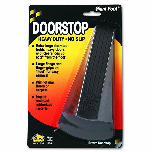 Master Caster 00964 Giant Foot Doorstop, No-Slip Rubber Wedge, 3-1/2w x 6-3/4d x 2h, Brown