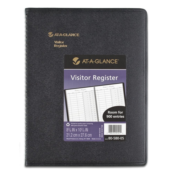 AT-A-GLANCE 8058005 Recycled Visitor Register Book, Black, 8 1/2 x 11