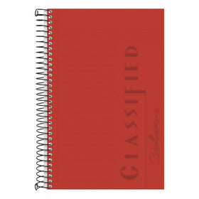 TOPS Classified Business Notebook, 5.5 x 8.5-Inch, College Rule, 100 Sheets per Book, Ruby Plastic Cover (73505)