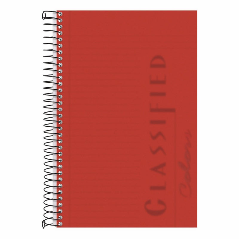 TOPS Classified Business Notebook, 5.5 x 8.5-Inch, College Rule, 100 Sheets per Book, Ruby Plastic Cover (73505)
