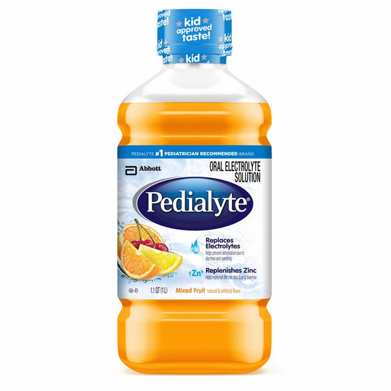 Pedialyte Electrolyte Solution, Electrolyte Drink, Mixed Fruit, Liquid, 1-L (Pack of 8)