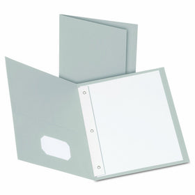 Oxford Twin Pocket Folders with Fasteners, Letter Size, Gray, 25 per Box (57705)