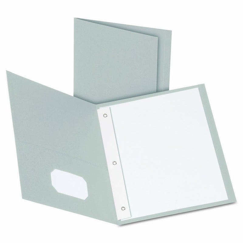 Oxford Twin Pocket Folders with Fasteners, Letter Size, Gray, 25 per Box (57705)
