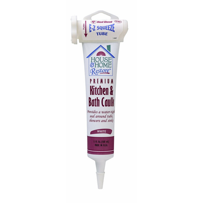 Red Devil 0838 EZ SQUEEZE Kitchen & Bath Caulk, White, 5-Ounce