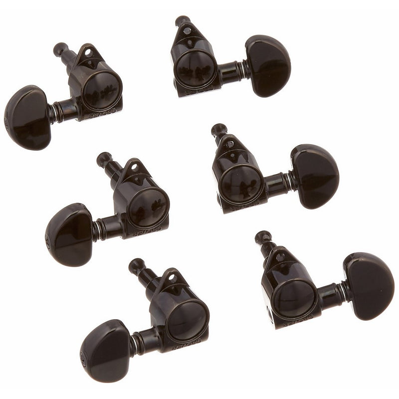 Grover 102-18BC Rotomatic 18:1 3 per Side Machine Heads, Black Chrome