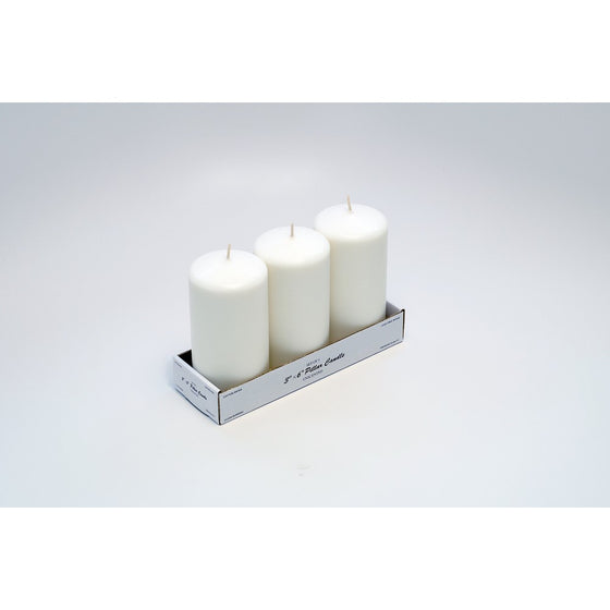 Candles4Less - 3 x 6 White Pillar Candles (Bulk 12Pcs) Unscented Lead Free Cotton Wicks