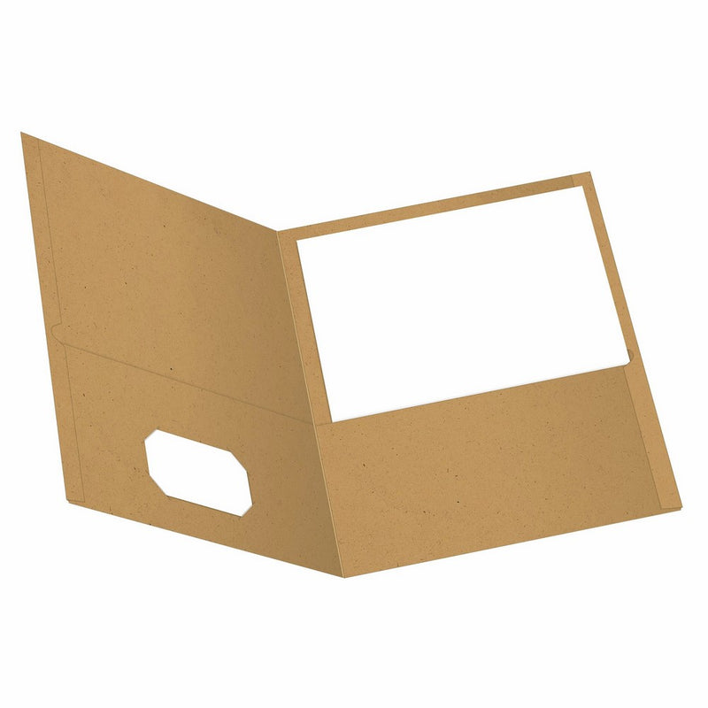 EarthWise by Oxford Twin Pocket Folders, Letter Size, Natural, 25 per Box (78542)