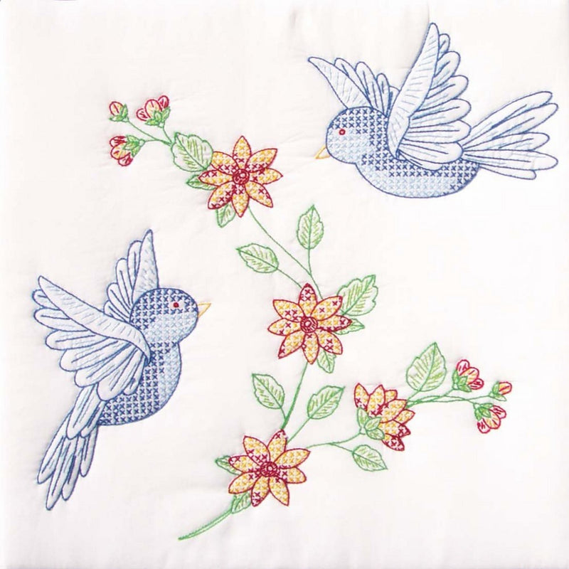 Stamped White Quilt Blocks 18"X18" 6/Pkg-Birds