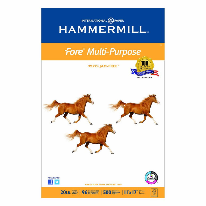 Hammermill Paper, Fore MP, 20lb, 11 x 17, Ledger, 96 Bright, 500 Sheets/1 Ream (103192R), Made In The USA