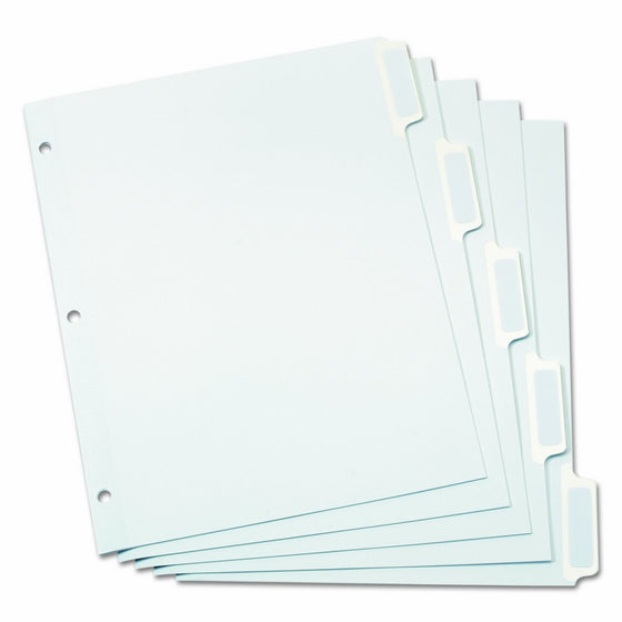 Oxford 11314 Custom Label Dividers, Self-Stick Tab Labels, 5-Tab, Letter, White (Box of 25 Sets)