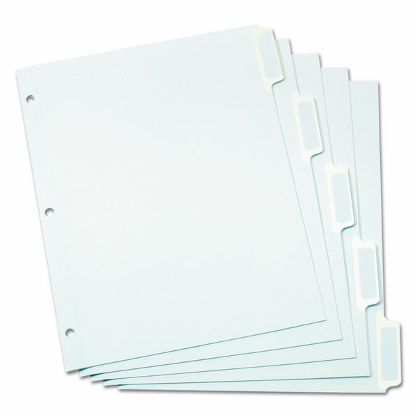 Oxford 11314 Custom Label Dividers, Self-Stick Tab Labels, 5-Tab, Letter, White (Box of 25 Sets)