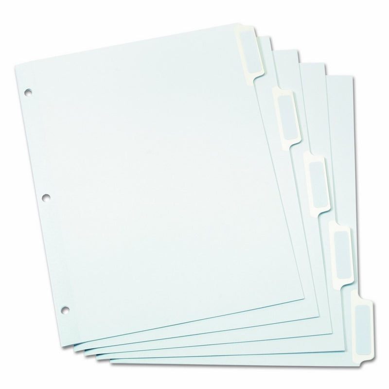 Oxford 11314 Custom Label Dividers, Self-Stick Tab Labels, 5-Tab, Letter, White (Box of 25 Sets)