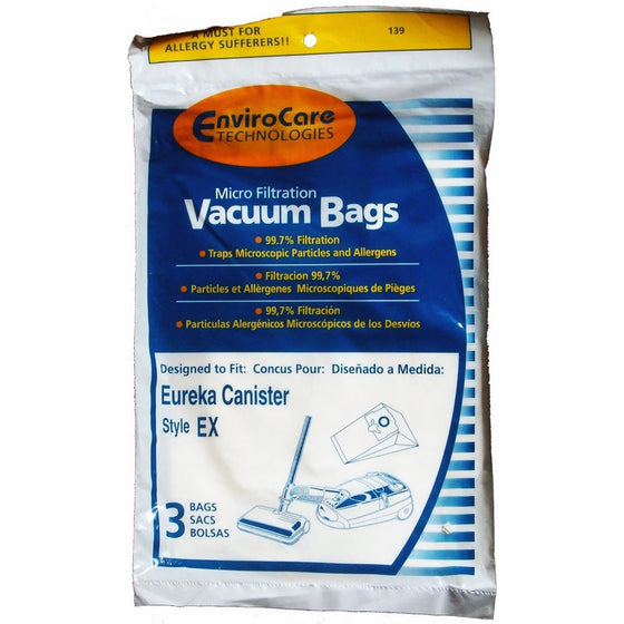 EnviroCare Replacement Vacuum bags for Eureka EX Canisters 3 Pack