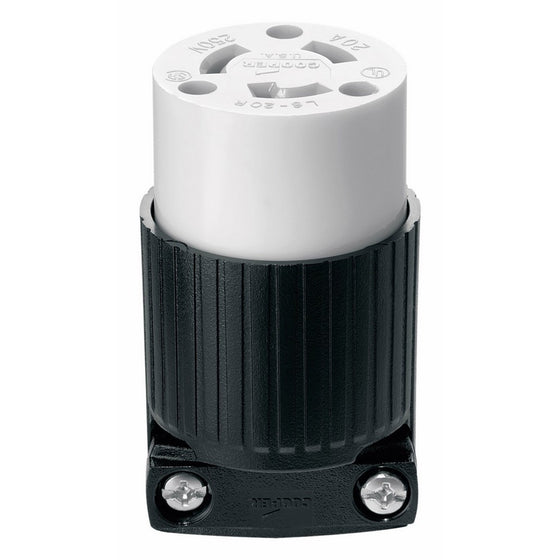 Eaton L620C 20-Amp 250-Volt Hart-Lock Industrial Grade Connector with Safety Grip Black and White