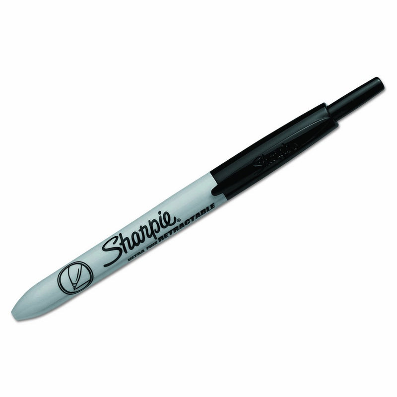 Sharpie 1735790 Retractable Permanent Markers, Ultra Fine Point, Black, 12 Count