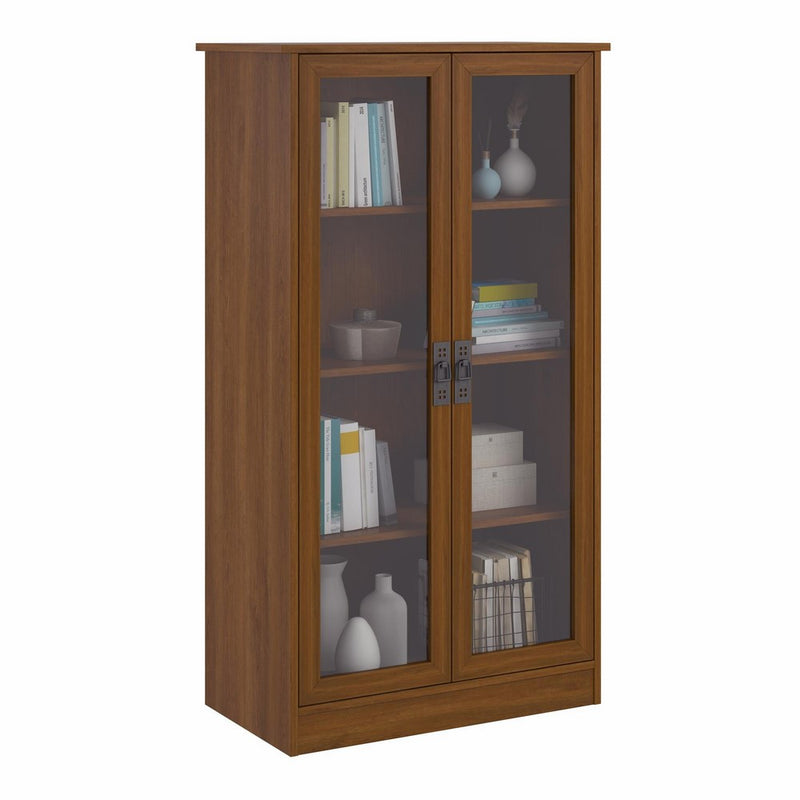 Ameriwood Home Quinton Point Bookcase with Glass Doors, Inspire Cherry