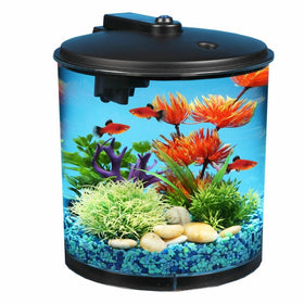 Koller Products AquaView 2-Gallon 360 Fish Tank with Power Filter and LED Lighting