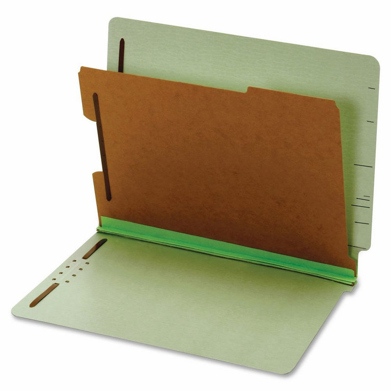 Pendaflex Pressboard End-Tab Classification Folders, Letter Size, 1 Divider, 1.75" Expansion, Light Green, Straight Cut, 10/BX (23214)