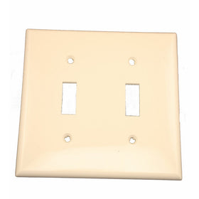 Leviton 80709-T 2-Gang Toggle Device Switch Wallplate, Standard Size, Thermoplastic Nylon, Device Mount, Light Almond