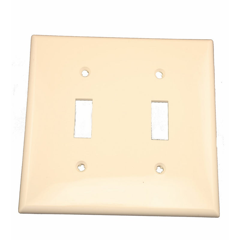 Leviton 80709-T 2-Gang Toggle Device Switch Wallplate, Standard Size, Thermoplastic Nylon, Device Mount, Light Almond