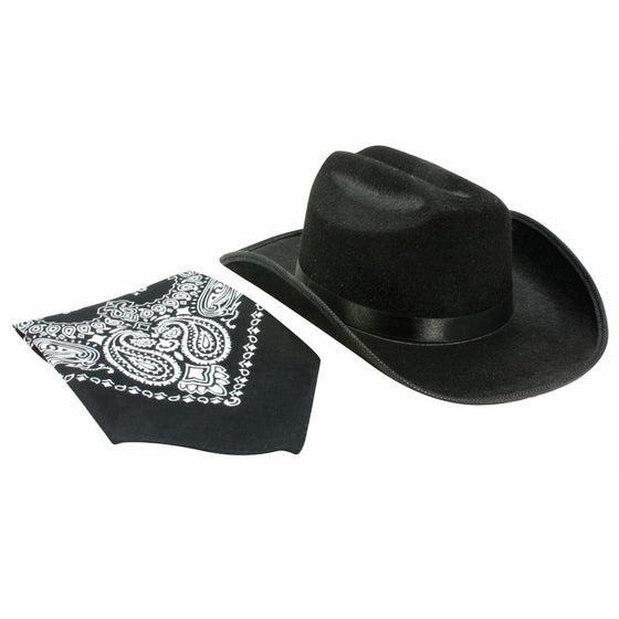 Aeromax Junior Cowboy Hat with Bandanna, Black