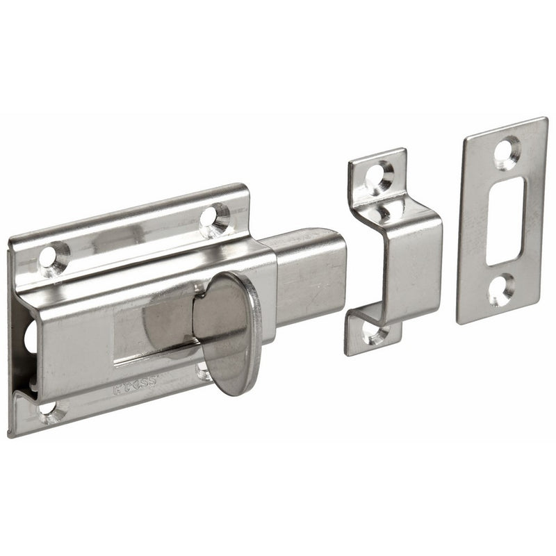 Stainless Steel 304 Slide Bolt Latch, Satin Finish, Non Locking, 1-31/32" Bolt Plate Length, 53/64" Throw Plate Length (Pack of 1)