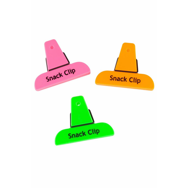 Good Living 3-Piece Set of Mini Neon Snack Bag Clips with Hanging Hole, 1-pack (1 sets, 3 Clips in Total)