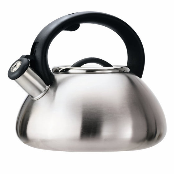 Primula Avalon Whistling Kettle - Whistling Spout, Locking Spout Cover, and Stay-Cool Handle - Stainless Steel - 2.5 Quarts – Brushed Stainless Steel