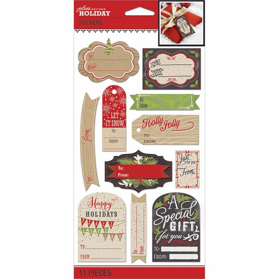 Jolee's Boutique Rustic Happy Holidays Gift Tag Stickers