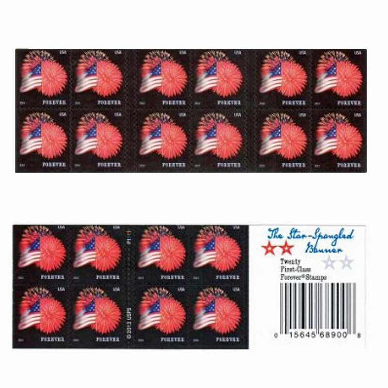 USPS Forever Stamps Star-Spangled Banner Booklet of 20 (Fireworks)