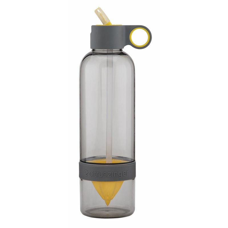 Citrus Zinger Sip by Zing Anything, Active Infusion Water Bottle, Citrus Fruit Infusion, BPA EA free Tritan, Reusable Water Bottle, Hydration, Infusion Technology, Flip Up Straw Cap, 28 oz., Gray