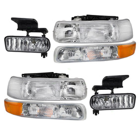 6 Pc Set of Headlights Fog Lights & Side Signal Marker Lamps for Chevrolet Pickup 16526133 16526134 15199558 15199559