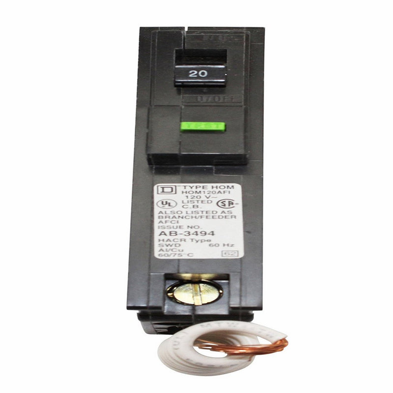 SCHNEIDER ELECTRIC Miniature Circuit Breaker 120-Volt 20-Amp HOM120AFI 120V 20A