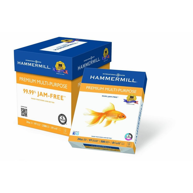 Hammermill Premium Multi-Purpose, 24 lb, 8 1/2 x 11 Inch, 97 Bright, 2500 Sheets/5 Ream Case(105810C) 2 Pack