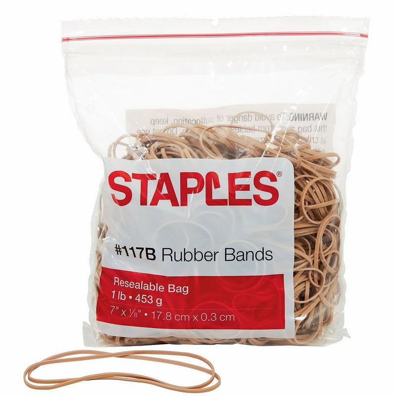 Staples Rubber Bands, Size #117B, (1 Lb)