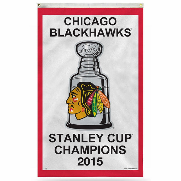Officially Licensed NHL Chicago Blackhawks 2015 Stanley Cup Banner 3 x 5ft.