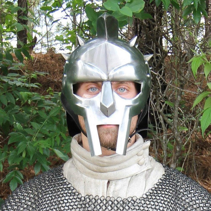 Medieval Roman Gladiator Armor Helmet, Silver