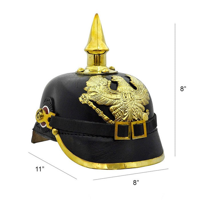 German Pickelhaube Officer Imperial Prussian Helmet, Black and Gold