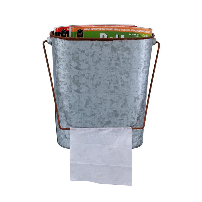 Iron Bucket Design Toilet Paper Holder Wall Rack