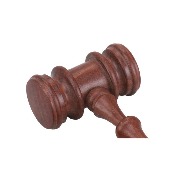 Wooden Gavel And Round Block Set, Natural Brown
