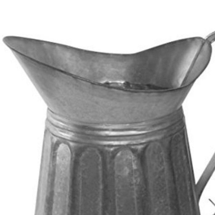 Benzara Vintage Style Galvanized Metal Milk Pitcher, Gray