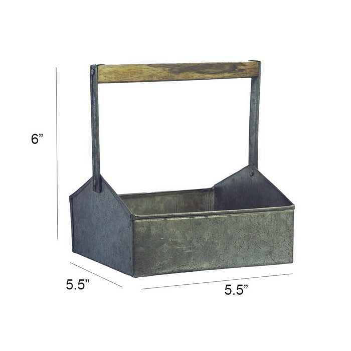 Benzara Galvanized Metal Beverage Napkin Caddy Organizer, Gray