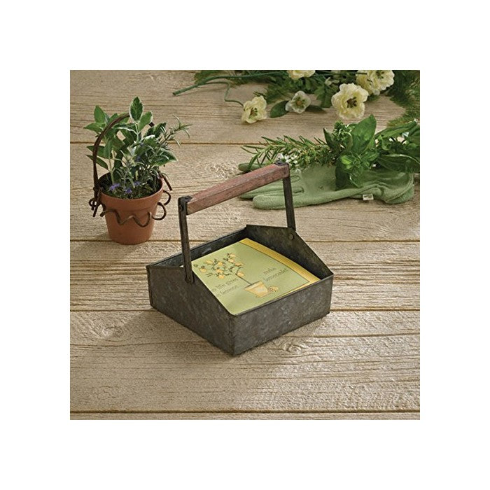 Benzara Galvanized Metal Beverage Napkin Caddy Organizer, Gray