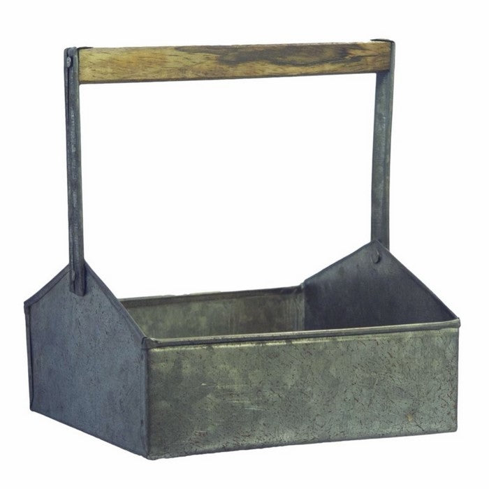 Benzara Galvanized Metal Beverage Napkin Caddy Organizer, Gray
