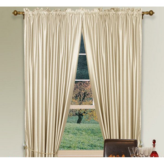Ivory Faux Silk Curtain W/ Hi-Density Polyester Silk Fabric