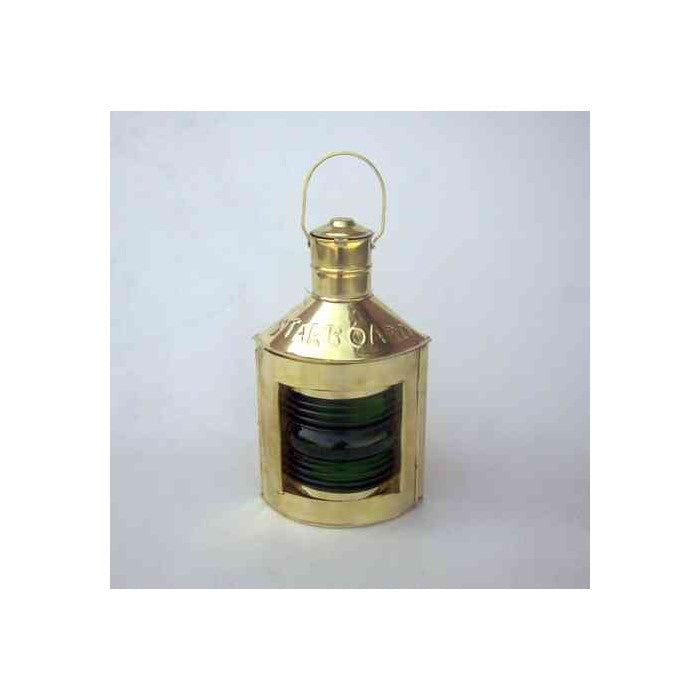 Brass Nautical Ship Lamp 12" With Green Starboard